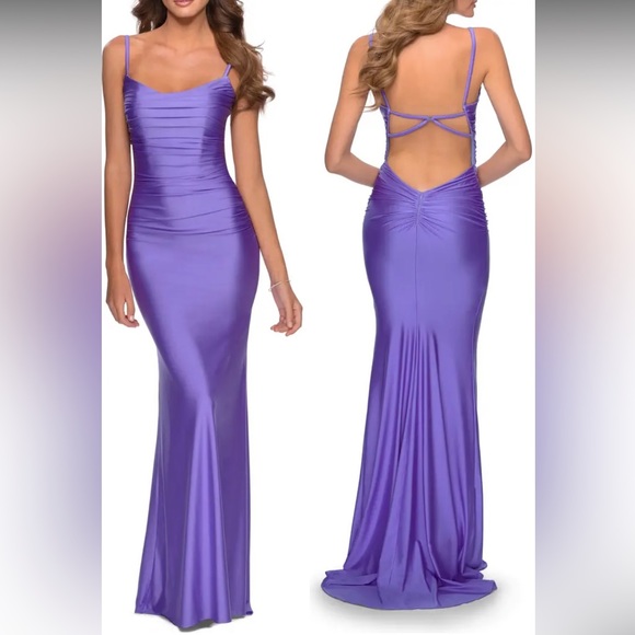 La Femme Dresses & Skirts - NWOT La Femme Gala Prom Cocktail Wedding Purple Tight Sexy Back Goddess